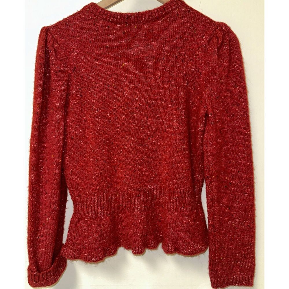 Isa Arfen UK 10/US 6 Red Crewneck Wool‎ Alpaca L/S Knit Sweater Italy